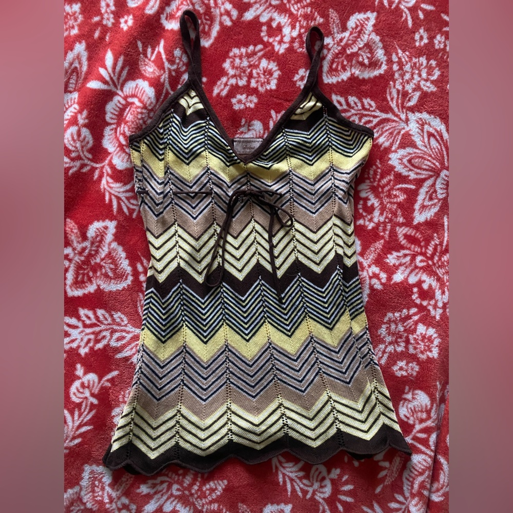 Vintage Spaghetti Strap Camisole Chevron Top